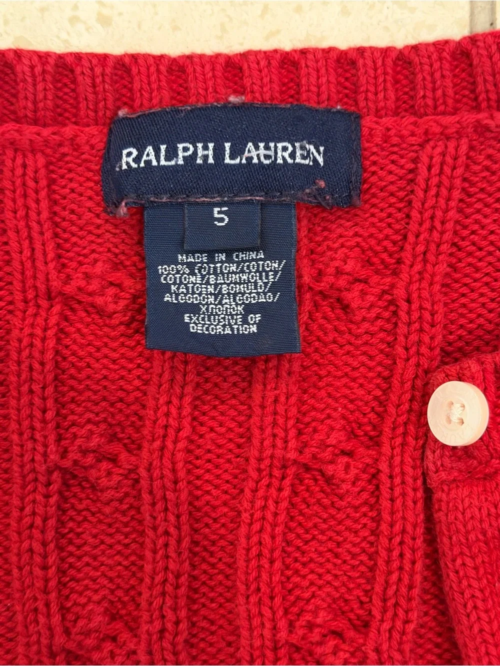 Polo Ralph Lauren Little Girl Cardigan Red Cable-Knit